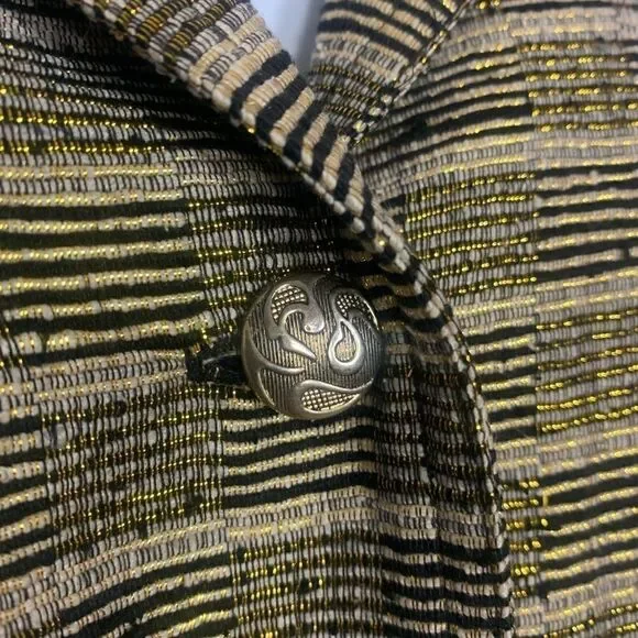 Vintage Retro 80’s Silk Gold Texture Bomber Jacket - Picture 5 of 12